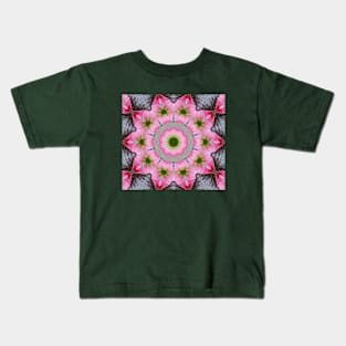 Expressionist Amaryllis Flower Mandala Kaleidoscope Kids T-Shirt